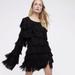 Free People Dresses | Free People Bali Swing Of Things Shaggy Fringe Openback Sweater Dress S | Color: Black | Size: S