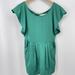 Free People Tops | Free People Top Womens Size 0 Green Short Sleeve Back Cut Out Pockets Flutter | Color: Green | Size: 0