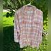 American Eagle Outfitters Tops | American Eagle Long Pink And Tan Plaid Flannel Cardigan | Color: Pink/Tan | Size: M