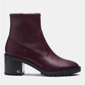 Coach Shoes | Coach Joy Leather Bootie In Dark Cranberry New | Color: Black/Purple | Size: 8.5