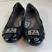 Coach Shoes | Coach Dora Black Patent Leather Ballerina Shoes W/Silver-Tone Coach Logo | Color: Black/Silver | Size: 12