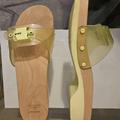Urban Outfitters Shoes | Dr Scholls + Urban Outfitters 70s Wood Slide Sandals | Color: Green | Size: 8