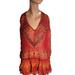 Free People Dresses | Free People Beeded Tunic High Low Ethic Print Sheer Dress | Color: Orange/Red | Size: Xs