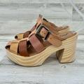 Free People Shoes | Free People Brown Tan Leather Woven Platform Clog Sandals 37 | Color: Brown/Tan | Size: 37eu