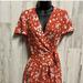 J. Crew Dresses | J Crew Red Floral Wrap Dress Size 4 | Color: Red/White | Size: 4