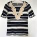 J. Crew Tops | J Crew V-Neck Embroidered Striped Top. Navy And Cream Colored. | Color: Blue/Cream | Size: Xs