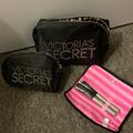 Victoria's Secret Makeup | Brand New Victoria Secret Makeup Set 2 Makeup Bags N Makeup Brush Set | Color: Black/Silver | Size: Os