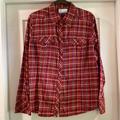 Columbia Tops | Columbia Plaid Flannel Western Snap Shirt Size L | Color: Orange/Red | Size: L