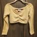 Adidas Tops | Adidas Originals Teddy Fuzzy Knit Ruched Crop Top Long Sleeve Off Shoulder | Color: Cream/Tan | Size: S