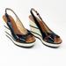 Kate Spade Shoes | Kate Spade New York Black Patent Leather Platform Wedge Sling Back Sandals Sz 10 | Color: Black/Cream | Size: 10