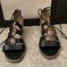 Madewell Shoes | Madewell Lace Up Leather Black 2 Inch Heel Sandal Women 8.5 *1 Tassel Missing | Color: Black | Size: 8.5