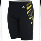Adidas Swim | Adidas Infinitex + Coral Tribe Print Jammer | Color: Black/Yellow | Size: Size 30