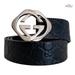 Gucci Accessories | Authentic Gucci Black Monogram Leather Silver Interlocking Square G Belt 100/40 | Color: Black | Size: 100/40