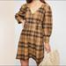 Free People Dresses | Free People Plaid Mini Dress - Tie Waist - English Rose | Color: Black/Brown | Size: 4