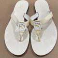 Gucci Shoes | Gucci White Slides Thongs Shoes Size 10 Made In Italy Interlocking Gg | Color: White | Size: 10