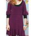 Free People Dresses | Free People Plum Striped Wool Sweater Dress Scoop Neck | Color: Purple | Size: S