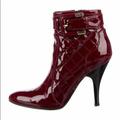 Burberry Shoes | Burberry Quilted Patent Leather Ankle Boots | Color: Red | Size: 9