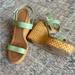 Kate Spade Shoes | Kate Spade Dancer Wedge Sandals Sz 7.5 | Color: Green/Tan | Size: 7.5