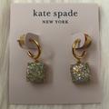 Kate Spade Jewelry | Kate Spade Mini Square Glitter Huggie Earrings In Opal/Gold | Color: Gold | Size: Os