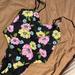 Pink Victoria's Secret Swim | Floral Vs One Piece Xl Bathing Suit. Never Worn. | Color: Black/Pink | Size: Xl