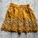 Anthropologie Skirts | Girls From Savoy Mustard Yellow Skirt Pockets And Embellished Detail Size 6 | Color: Gold/White | Size: 6