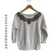 Anthropologie Sweaters | Anthropologie Saturday Sunday Embroidered Flower Floral Sweatshirt Top Size Xs | Color: Black/Gray | Size: Xs