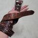 American Eagle Outfitters Accessories | American Eagle Outfitters Genuine Leather Studded Pink Rhinestone Belt Sz L | Color: Brown/Silver | Size: Os