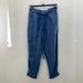 Free People Jeans | Free People High Waisted Paper Bag Linen Trouser Pants Size Xs | Color: Blue/Gray | Size: Xs