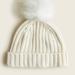 J. Crew Accessories | J. Crew Ribbed Pom-Pom Beanie White New With Tags Nwt | Color: White | Size: Os