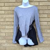 Anthropologie Tops | **4 For $10 Anthropologie Heather High Low Ruffle Gray And Black Longsleeved | Color: Black/Gray | Size: Xl