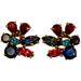 J. Crew Jewelry | J Crew Red Blue Green Rhinestone Clip On Earrings | Color: Blue/Red | Size: Os