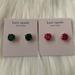 Kate Spade Jewelry | Kate Spade Stone Heart Stud Earrings Set Of 2 | Color: Green/Red | Size: Os