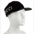 Gucci Accessories | New Gucci Hat Logo Embroidered Black Cotton Loved Baseball Hat Size L | Color: Black | Size: L