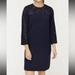 J. Crew Dresses | J. Crew Laser Cut Eyelet Dress Shift Navy Blue 365 Crepe Size 4 | Color: Blue | Size: 4