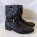 J. Crew Shoes | J.Crew E0849 Black Pebbled Leather Buckle Pull On Moto Biker Boots Womens Sz 8.5 | Color: Black | Size: 8.5