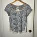 Anthropologie Tops | Anthro Akemi + Kin Tipperary Floral Boho Top Sheer Back Size Small | Color: Blue/Cream | Size: S