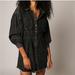 Free People Dresses | Freepeople Mini Dark Denim Button Down Puff Sleeve Bustier Dress | Color: Black/Blue | Size: S