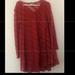 Free People Dresses | Free People Red V Neck Mini Dress Long Sleeve | Color: Red | Size: Xs