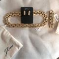 J. Crew Jewelry | Giftable J Crew Gold Pave’ Link Statement Set Of Necklace Bracelet Earrings | Color: Gold | Size: Os