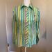 Lilly Pulitzer Tops | Lilly Pulitzer Women’s Button Down Blouse Green Pink Yellow White Stripes Size 4 | Color: Green/Pink | Size: 4