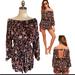 Free People Pants & Jumpsuits | Free People Pretty And Free Floral Print Romper Xs Nwt Perfect For Transition | Color: Black/Purple | Size: Xs