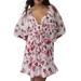 Free People Dresses | Free People Camella Floral Scoop Neck Blouson Sleeve Ruffled Mini Dress Nwt | Color: Cream/Red | Size: S