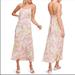 Anthropologie Dresses | Anthropologie Slip Midi Dress Square Neck Back Bow Tie Pink Size L Nwt | Color: Cream/Pink | Size: L
