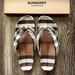Burberry Shoes | Burberry Signature Birch Brown Beige Check Sexy Flipflop Thong Sandals Italy New | Color: Brown/Tan | Size: 11