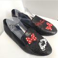 Disney Shoes | Disney Minnie Mouse Sequin Flats Embroidered Shoes Bows Heart Hands | Color: Black/Red | Size: 10