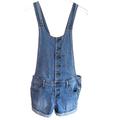Free People Pants & Jumpsuits | Free People ~ Denim Overall Shorts With Buttons Up The Front | Color: Blue | Size: 28