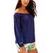 Lilly Pulitzer Tops | Enna Off The Shoulder Long Sleeve Lightweight Blouse | Color: Blue/White | Size: S