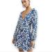 Free People Dresses | Free People Rebecca Floral Ruffle Blue White Long Sleeve Mini Dress Size Xs | Color: Blue/White | Size: Xs