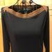 Ralph Lauren Tops | Lauren Ralph Lauren Black Top With Brown Faux Suede Neckline Size Petite Medium | Color: Black/Brown | Size: Mp