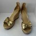 Michael Kors Shoes | Michael Kors Ripley Wedge Espadrille Sandals Leather Gold Sz 8m | Color: Gold | Size: 8
